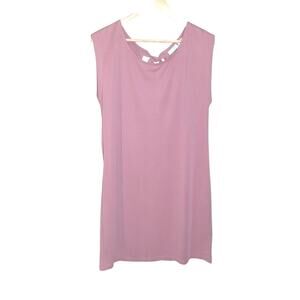 Sigrid Olsen Womens Pink Modal Tie Detail Keyhole Back Shift Dress Size L NWT